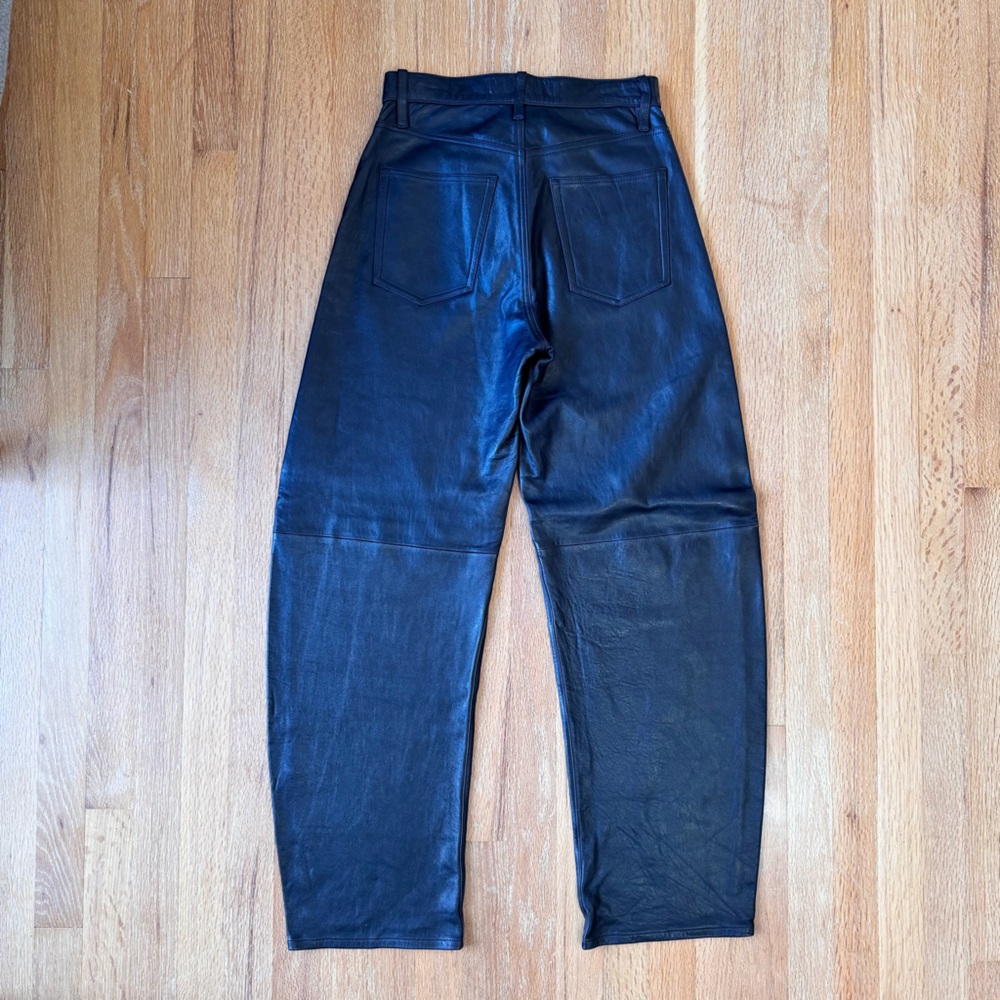 FRAME Denim Black Leather The Bubble High-Waist Luxury Designer NWT Size 25 - Picture 3 of 13